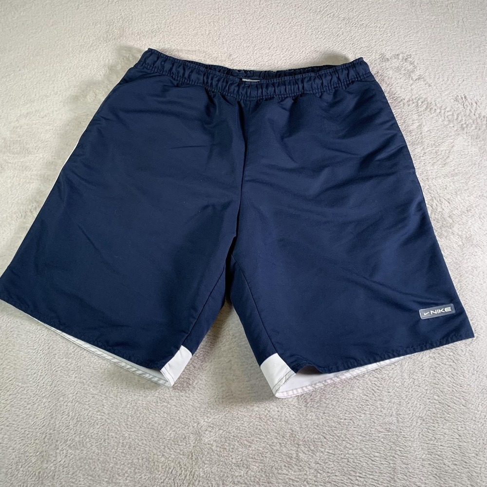 Vintage Nike Shorts Mens Large Blue White Athletic Basketball 10" Inseam‎ Gym